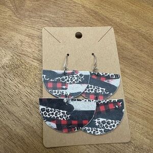5/ $10 Leopard and Plaid Half-Moon Earrings